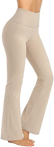 Bootcut Dress Pants High Waisted Flared Leggings for Casual Work in Khaki