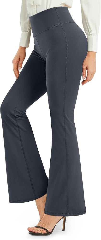 Bootcut Yoga Pants Flare Leggings High Waist Flared Bootleg Workout Pant for Casual Work Dress Pant in Grey