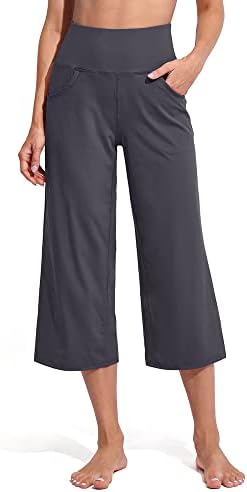 Capri Pants High Waist Yoga Gaucho — Deep Grey, 21" inseam