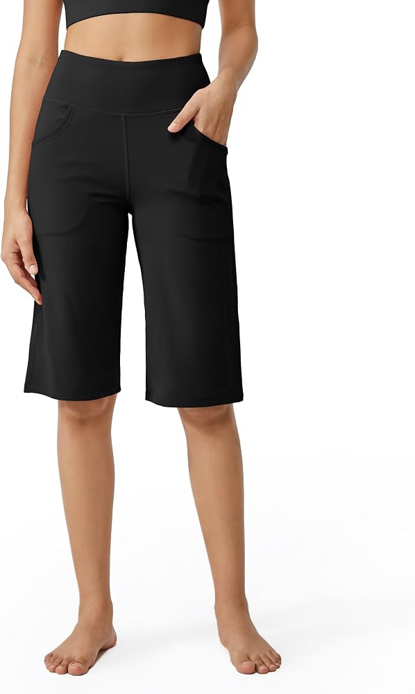Capri Pants Knee Length Stretch Summer in Black