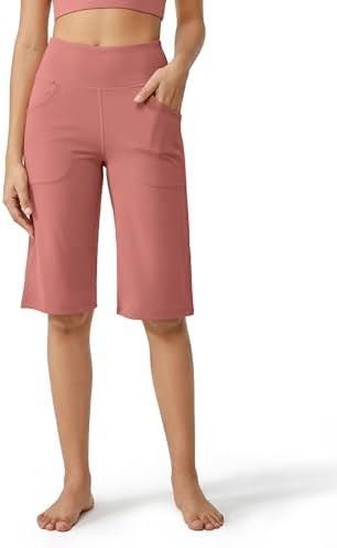 Capri Pants Women Stretch Yoga Travel Exercise — Cameo, 14" inseam