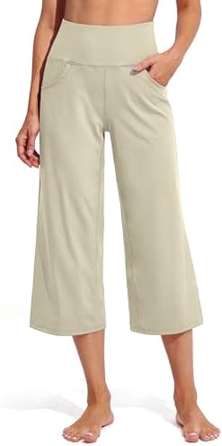 Capris Wide Leg Cropped Pants Summer in Apricot