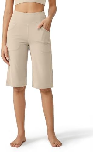 Capris Women Straight Leg Business Crop Pants — Light Khaki, 14" inseam