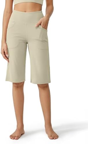 Cropped Pants for Casual Women Wide Leg Gaucho — Apricot, 14" inseam