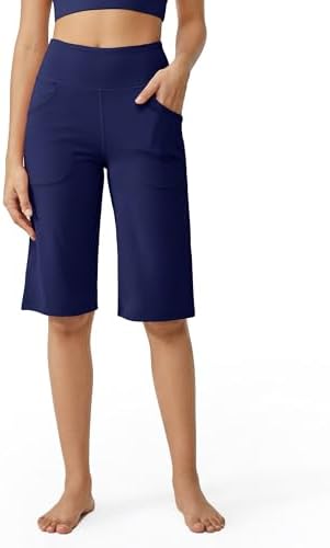 Knee Length Capri Pants Women with Pockets — Royal Blue, 14" inseam