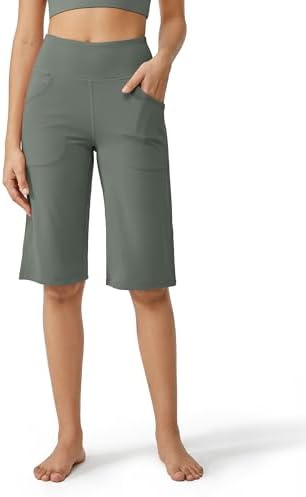 Loose Capri Pants Women Stretchy Lightweight — Grey Sage, 14" inseam