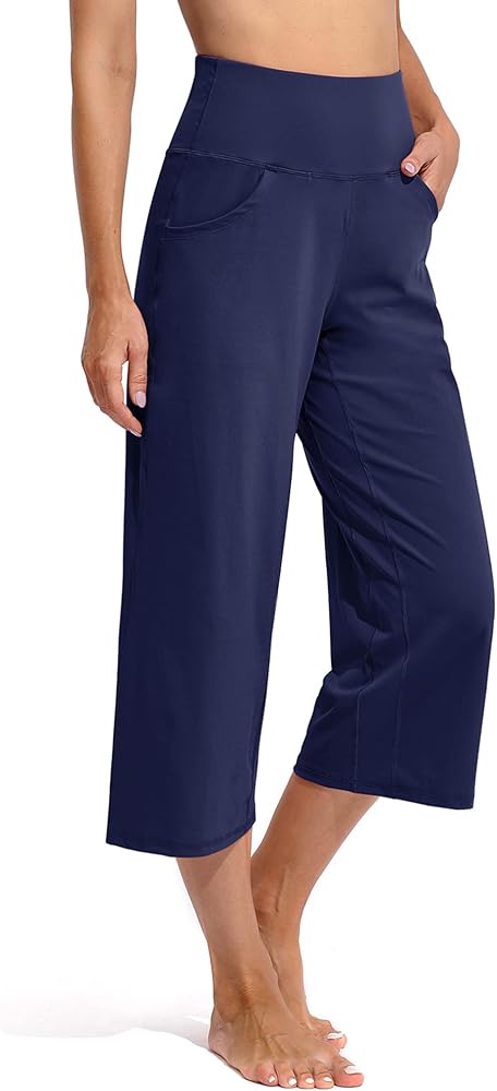 Wide Leg Capri Dressy Casual Trouser in Royal Blue