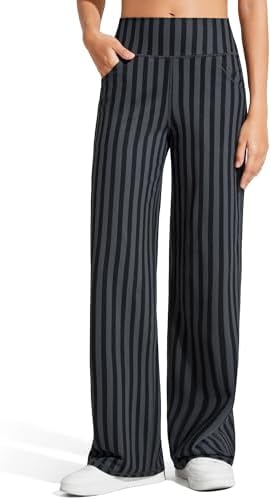 Wide Leg Pants Stretch — Grey and Black Stripe, Regular