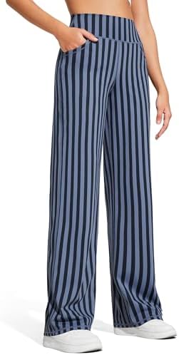Wide Leg Pants with Pockets Soft — Navy Stripe, Regular