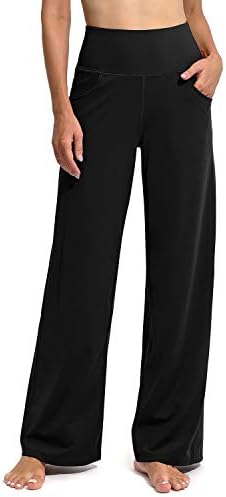 Wide Leg Pants with Pockets Stretch in Black