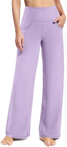 Wide Leg Pants with Pockets Stretch — Lavender, Regular