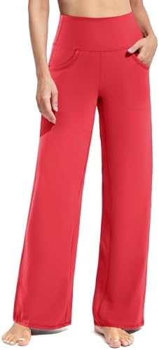 Wide Leg Pants with Pockets Stretch Soft — Red, Regular