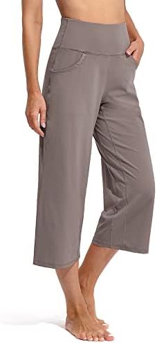Wide Leg Pants Women Lounge Workout Summer Capris in Taupe
