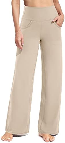 Wide Leg Trousers with Pockets — Light Khaki, Regular