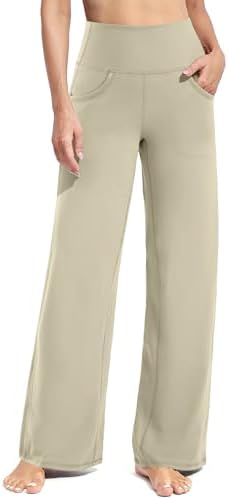 Wide Leg Yoga Pants High Waist — Apricot, Petite
