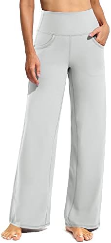 Wide Leg Yoga Pants High Waist — Light Grey, Tall