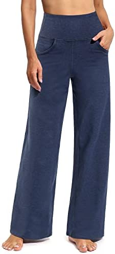 Wide Leg Yoga Pants High Waist — Navy Heather, Petite