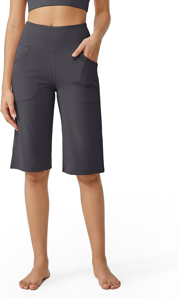 Women's Capris Wide Leg Yoga Crop Pants Dressy in Deep Grey
